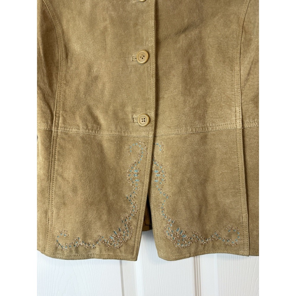 Brandon Thomas 100% Suede Leather Jacket Tan Women's Sz S Boho Western Rodeo - Picture 7 of 16